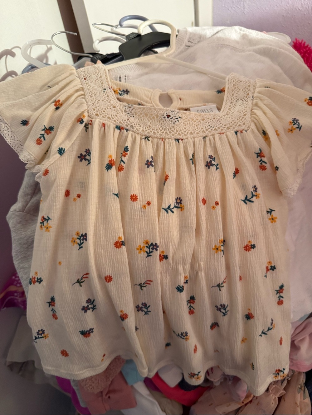 Falls Creek Cream Floral Lace Yoke Blouse